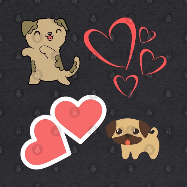 Cute puppies with hearts by Courtney's Creations